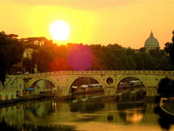 Tiber River at sunset, Rome