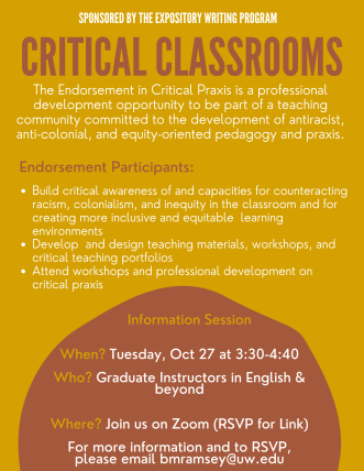 Flyer description of Critical Classrooms