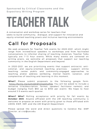 Teacher Talk Flyer with description.