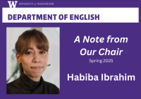 A thumbnail that reads A Note from Our Chair, Spring 2025, Habiba Ibrahim.