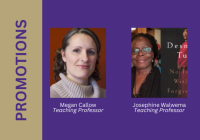 Headshots of recently promoted faculty Megan Callow and Josephine Walwema