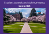A thumbnail of the cherry blossom trees on the UW Quad, with "Student Awards and Achievements" written above it.